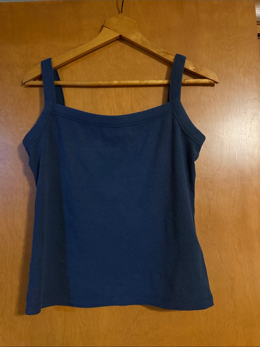American Eagle Outfitters Navy Ribbed Square-Neck Tank